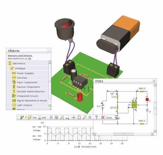 PCB กับเซนเซอร์และกราฟสัญญาณ